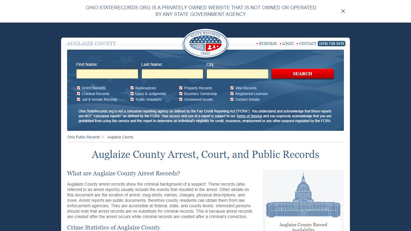 Auglaize County Arrest, Court, and Public Records